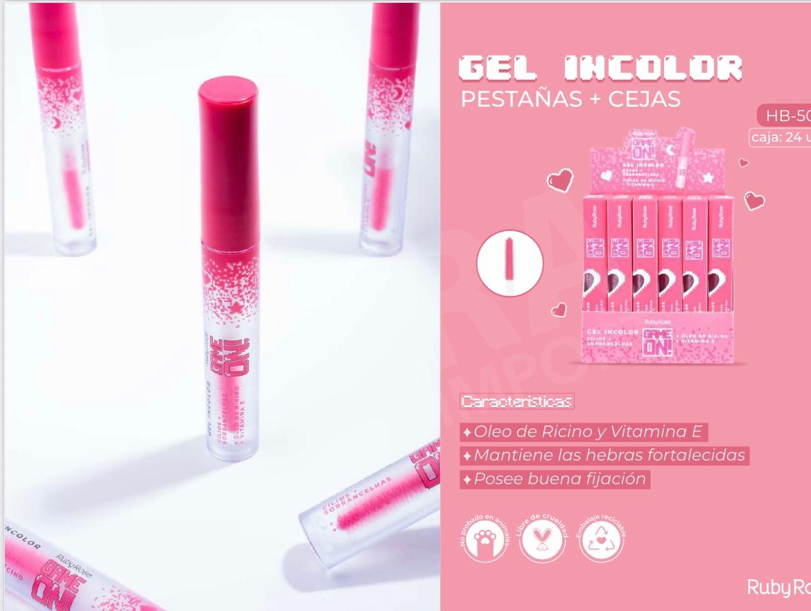 GEL Y MASCARA DE PESTAÑAS TRANSPARENTE RUBY ROSE